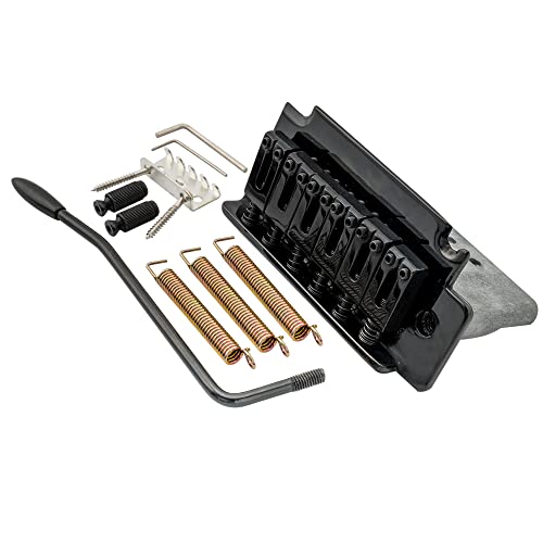 Musiclily Pro 52.5mm 2-Point Guitar Tremolo Bridge 36mm Short Zinc Block for Import Squier Strat Electric Guitar, Black