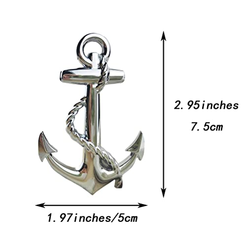Onlyyou.x Anchor Emblem Anchor Badge Anchor Decal Anchor Sticker For Universal Cars 1 Piece Metal Chrome #TOP1