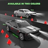 RC Drift Car Remote Control Car 2.4GHz 1:20 Scale 4WD 20KM/H High Speed Remote Control Cars Vehicle with LED Lights Drifting Tire 2Pcs Rechargeable Batteries Toy Cars for Adults Boys Girls (Black) - Image 6