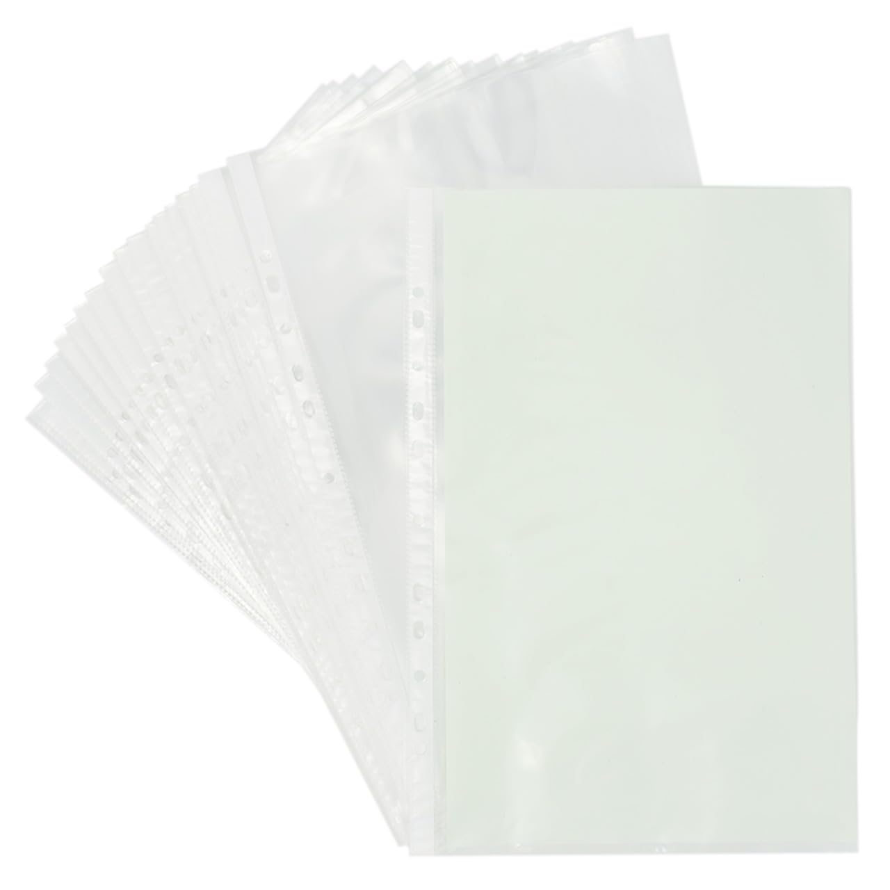 Buzz Cool Transparent Full Scape Size Document Sleeves | 150 Micron Waterproof, Clear Leaf | Sheet Protector with 11 Holes for Punched Ring Files for documents (50 Pcs)