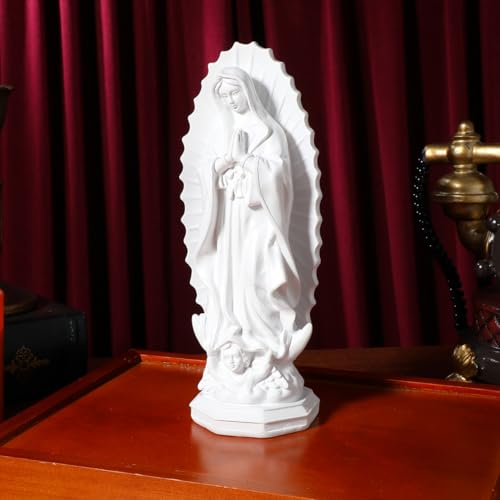 Estatua de Nuestra Señora de Guadalupe 7.5 pulgadas Blanca miniatura 3