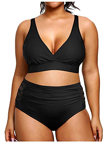 Yonique Women Plus Size High Waisted Bikini Sets Two Piece