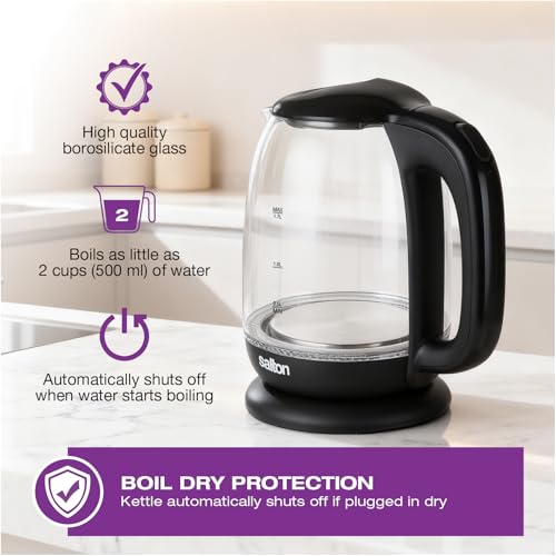 Hervidor eléctrico Salton vidrio 1.7 L con base 360° miniatura 6