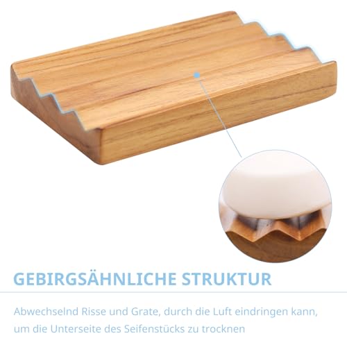 Teak soap Dish for Shower 1pcs by HTB, Wood Decorative Bath soap Holder Heightened Base Design to Keep Soap Dry in Kitchen - Image 3