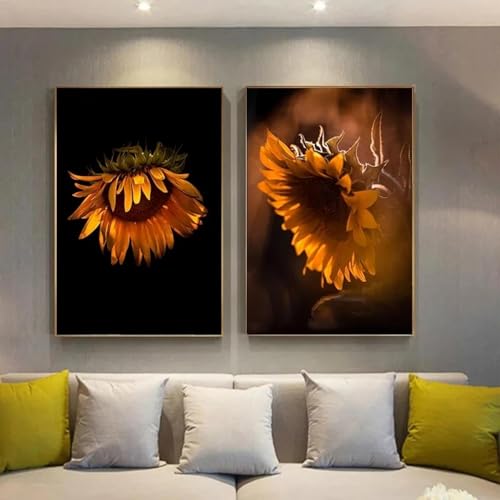 Art mural moderne avec impression de tournesol sur toile haute définition