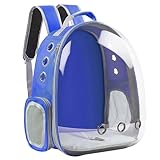 Mochila Bolsa Pet Visão Panorâmica Astronauta Cachorro e Gato (Azul)
