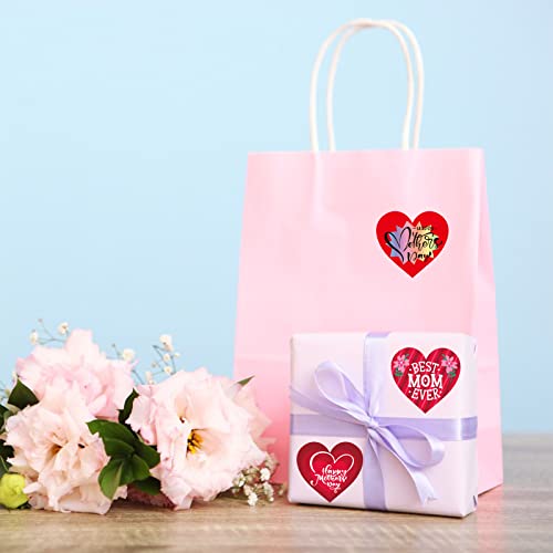 Famygft 192Pcs Mothers Day Gift Tag Stickers Pink Red Love Heart Happy Mothers Day Stickers Mothers Day Label Mom Sticker Envelope Seal Craft Kids Gift Wrap Box Card Party Favor Present Decoration #TOP6