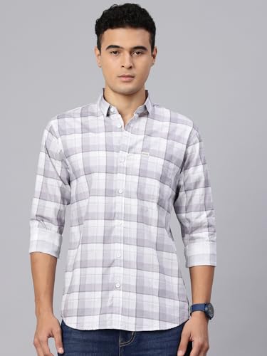 Image of Majestic Man Comfort Slim Fit Pure Cotton Checked Casual Shirt