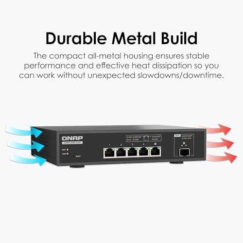 Image of QNAP QSW-L3205-1C4T-US 5-Port Multi-Gig 10GbE Network Switch | Lite-Managed, 4x 10 /5 /2.5 /1G RJ-45, 1x SFP+ /RJ-45 Combo