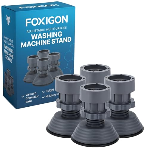FOXIGON Washing Machine Stand Adjustable for 7kg to 9kg Top Load & Front Load | Fridge Stand & Refrigerator Stand | Anti-Slip, Shock Absorbing, Noise Cancelling Plastic Base