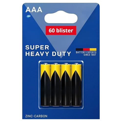 SIMPLETEK - 60 ampoules avec 4 piles Mini stylet AAA | IEC R03, Zinc-Carbone, 1,5 V | 10,5 x 44,5 mm (240 pièces au total)