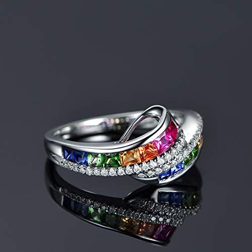 925 Sterling Silver Fashion Natural Jade Sapphire Ruby Multi Gemstone Shiny Ring Rainbow Gem CZ Eternal Engagement Wedding Ring Color Diamond Water Drop Zircon Ring Jewelry-Making-Patterns 9