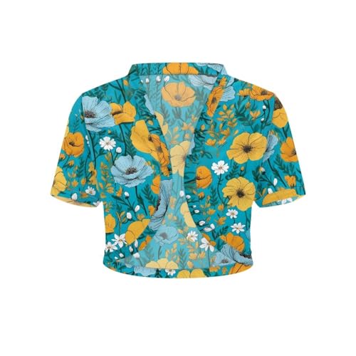 Image of Womens Short Sleeve Cardigans Lightweight Summer Cardigan Trendy Bolero Shrug Cute Floral Cardigan Sheer Bolero