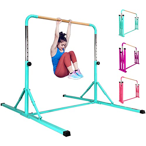 PreGymnastic No Wobble Gymnastics Bar, 6ft Long Base Gymnastic bar for Kids, Super Easy Folding Gymnastics Bar, Adjustable Gymnastics Kip Bar for Kids