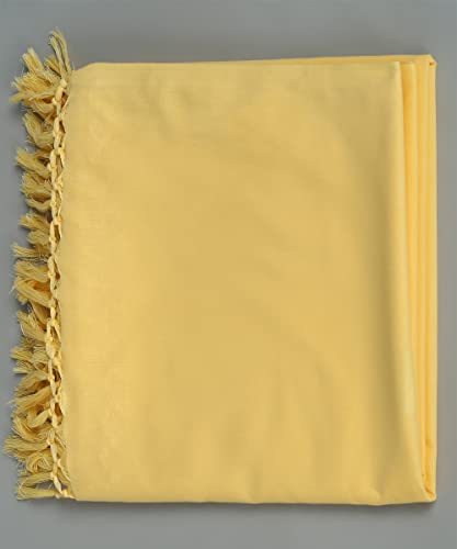Image of Bhagalpuri Blend of Cotton and Silk Soft Dull Andi Chadar (130 cm x 244 cm, Light Yellow)(Pack of 2)