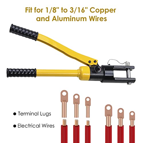 Image of Yescom 16 Ton Hydraulic Wire Crimper Crimping Tool 11 Dies Battery Cable Lug Terminal