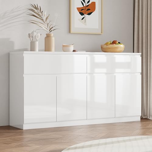 PREMTURE Aparador moderno blanco brillante