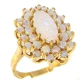 Luxus Geschenk Box Schöne 3 Tier Cluster Damen Ring 9 Karat Gold Gelbgold Feurige Opal - Verfügbare Größen : 50 bis 64
