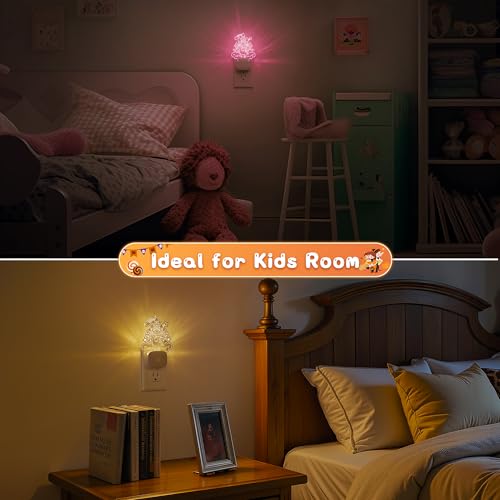 Image of L LOHAS LED Night Lights for Kids, Acrylic Carved Castle Design | 8-Color Changing, Dusk to Dawn Sensor, Plug in Kids Night Lights for Baby, Girls Bedroom, 1 Pack