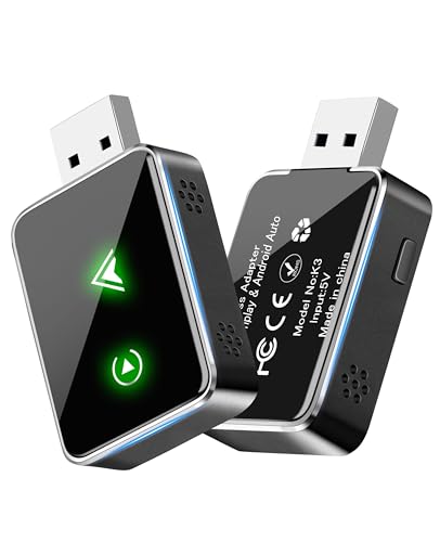 Carplay Wireless Adapter, 2 in1 Carplay & Android Auto 2025 Upgraded Wireless Adapter, Converts Wired to Mini Size Car Play, Fast Auto-Connect, No Latency, Plug and Play, USB A/C