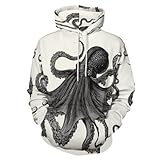 JSCWDET Unisex Felpe con Cappuccio Tema Vita Marina, Modello Tentacolo di Polpo 3D Uomo Donna Maniche Lunghe Hoodies Pullover, Casual Streetwear con Tasca per Abiti Autunno Inverno
