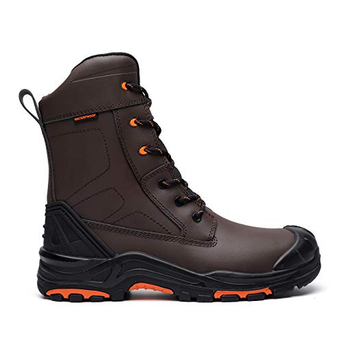 Drka 8'' Safety Toe Boots For Men,Men's Waterproof Steel Toe Work Boots(20980-Brn-42) #TOP4