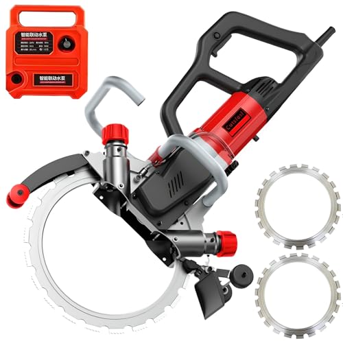 Sierra eléctrica para hormigón con motor sin escobillas, 3000 RPM de alta velocidad para cortes profundos de 270 mm, ranura de pared y perseguidor para piedra, madera, porcelana, granito, incluye 2