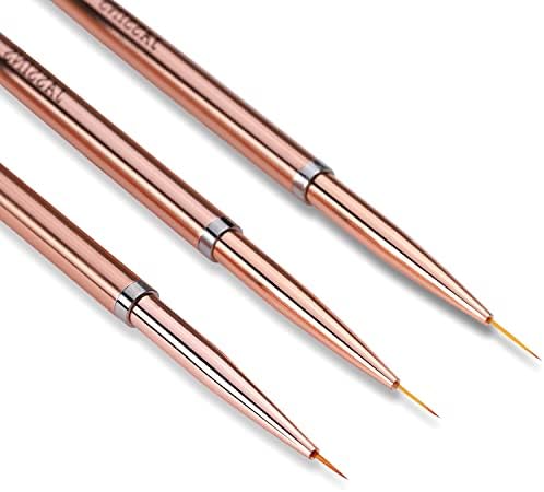 Nail Art Liner Brushes Set, JASSINS Nail Art Design Brush,Striping Thin Long Line Pen（7mm/9mm/11mm） (Rose Gold)