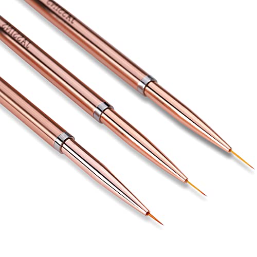 Nail Art Liner Brushes Set, Jassins Nail Art Design Brush,Striping Thin Long Line Pen（7Mm/9Mm/11Mm） (Rose Gold) #TOP7