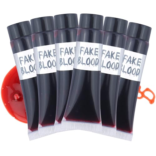 Henbrandt 96ml Fake Blood 6 x 16ml Tube Liquid Blood Special Effect Horror Make Up SFX for Theatre Stage Vampire Zombie Halloween Fancy Dress Costume Accessory for Kids and Adults