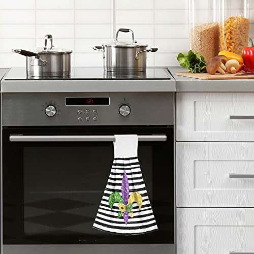 Kcldeci Mardi Gras Fleur De Lis Hanging Hand Towels With Hanging Loop Bathroom Hand Towels Soft Thick Dish Cloth Hand Dry Towels Hand Towels For Kitchen Bathroom Hanging #TOP5