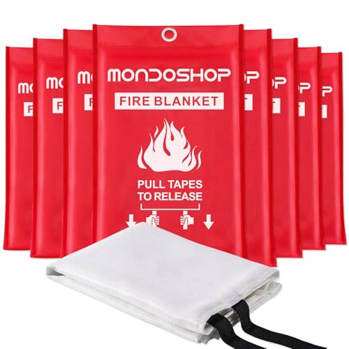 Image of Emergency Fire Blanket for Home, Office, 40 inch x 40 inch, 8 Pack | 100% Fiberglass, Easy One-Throw Use, Reusable & Washable, Multi-Purpose Fire Safety