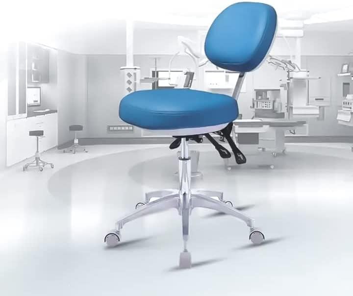 Blue Pu Chair Height Adjustable Mobile Furniture with Backrest Ergonomic Lab Dental Equipment Doctor Chair Nurse Stool