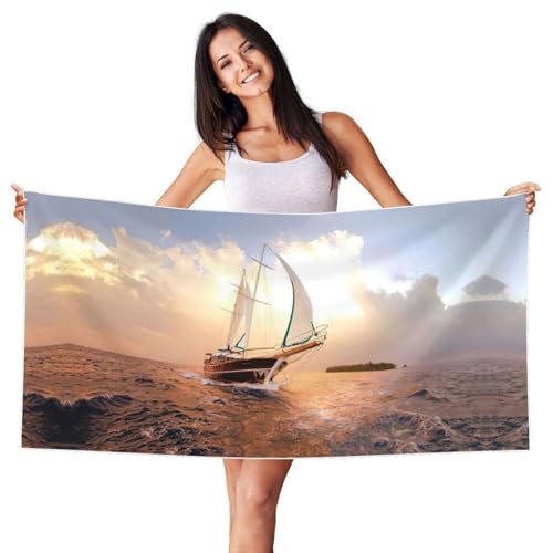 Serviette de sport blanche à motif voile compacte pour le camping