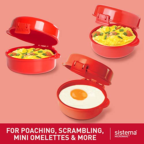 Sistema Microwave Egg Cooker Easy Eggs | Egg Poacher with Steam Release Vent | 270 ml | BPA-Free | Red