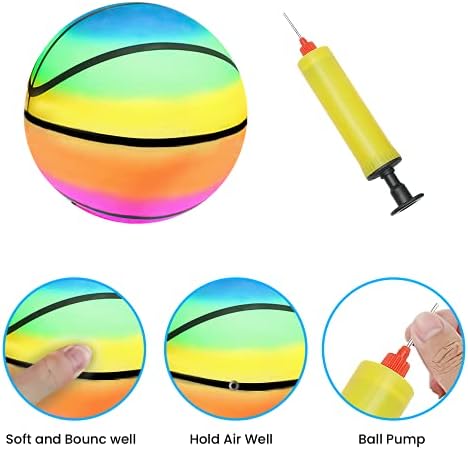 BQSHX 3 Pcs Toddler Sports Ball Set with Pump,Inflatable Football Basketball Rainbow Ball Outdoor Playground Garden Bouncy Beach balls Toy Game for Kids Children Boys Girls Christmas Birthday Gift