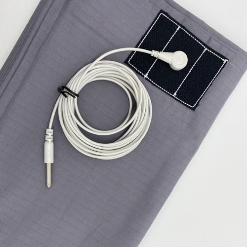 VigorVortex Grounding Sheet Queen Improve Sleep Conductive Grounding Bed Sheet 10% Sliver Fiber with 15ft Grounding Cord 60x80in Gray