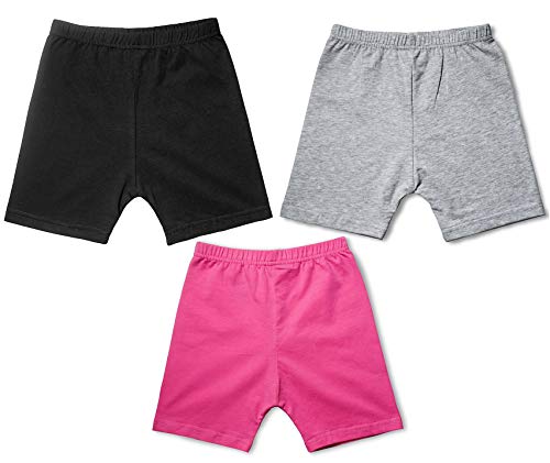 FLORNO Girls Dance Shorts Girls Bike Shorts Playground Shorts Safety Under Dress Shorts Underskirt Shorts 3-Pack (2-3 T)