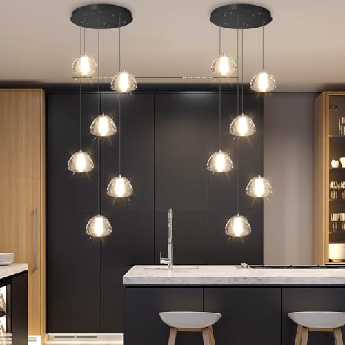 Image of 6-Lights Modern Crystal Chandelier for Entrance LED Pendant Light for Kitchen Island Foyer Living Room Bedroom Staircase 3000K