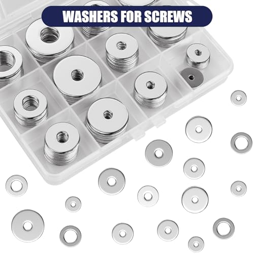 Wegoup GB-01 18-8(304) Stainless Steel Fender Washers, Flat Washers For Screws And Bolts, 100 Pieces Metal Washers Kit (12 Sizes M3-M12), Assorted Large And Small Hardware Washers Set thumb #3