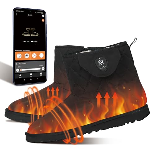 SAVIOR HEAT Heated Foot Warmer with App Control,7.4V Electric Heated Snow Boots for Men Women,Heated Shoes Slippers for Winter Skiing Fishing（M7/W8.5）