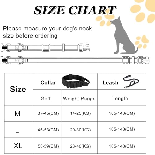 Ledeak Taktisches Hundehalsband, gepolstert, atmungsaktiv, weiches Nylon, mit robuster Metallschnalle, verstellbar, Militär-Hundehalsband mit Griff für mittelgroße und große Hunde (Hundehalsband +