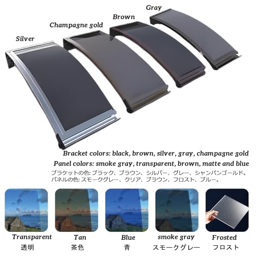 Auvent de porte en aluminium et polycarbonate de 2,5 mm, abri élégant - 8