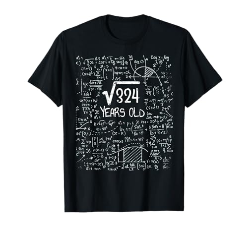 18 Years Old Square Root Of 324 Math 18th Birthday Design T-Shirt