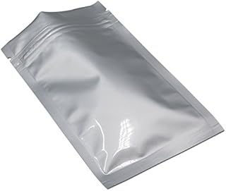 Pure Mylar Bags Zipper Lock 3.94mil Thick Foil Bag Smell Proof Silver for Zip Food Storage Lock Resealable Aluminum Foil Pouch Heat Seal Sample Baggies (100, 5.5x7.9 inch)