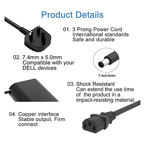 Zoravson 240W 180W Slim Laptop Charger Compatible for DELL Alienware M17X R2 M17X R3 DELL Alienware M18X M18X R2 X51 Dell G16 G15 G7 G5 Precision 7780 7770 7680 19.5V 12.3A AC Adapter - Image 2