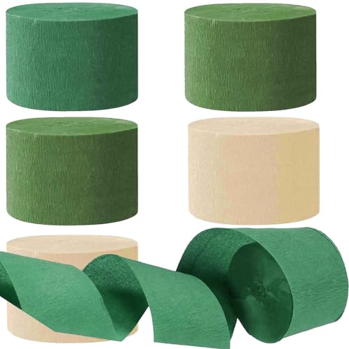 We Moment Serpentinas de papel crepe verde-oliva verde sálvia marrom 4 cm de largura, 6 rolos, serpe