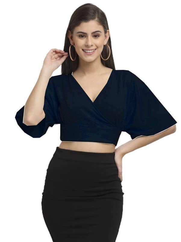 ELEVANTO Women’s V Neck Open Back Trendy Backless Crop Halter Top Backless Vest for Party and Summers-E24