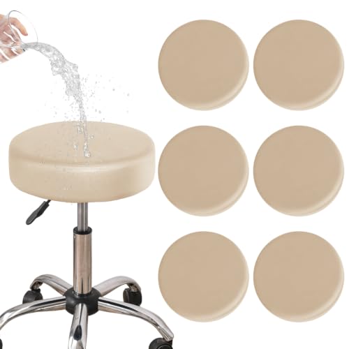 FUANGUI Bar Stool Covers Round Set of 6, Waterproof Stretchy Slipcover