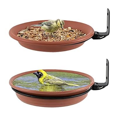 Wall Mounted Hanging Bird Feeder,multifunctional bird bath Hanging seed Tray for Outdoors with 1 Feeders1 Water Bath and Wall Bracket,for Attracting Wild Birds Garden Decor Kit(2 X Bird Bath Pots)